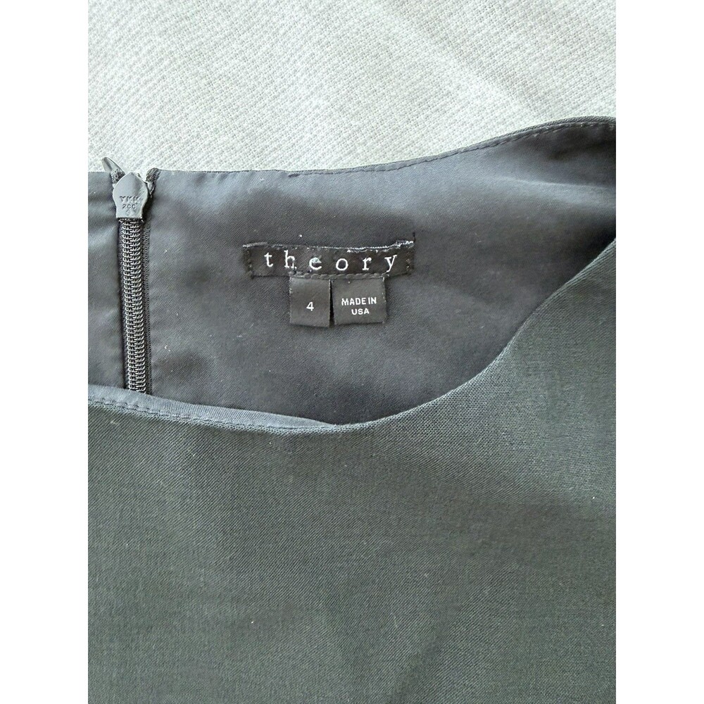 Theory Black Wool Sheath Dress Minimalist Sleeveless Size 4 Made in USA - Picture 3 of 9